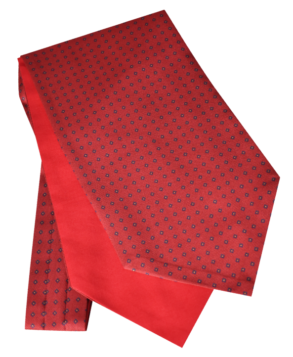 Fine Silk Neat Small Diamond Design Cravat in Red